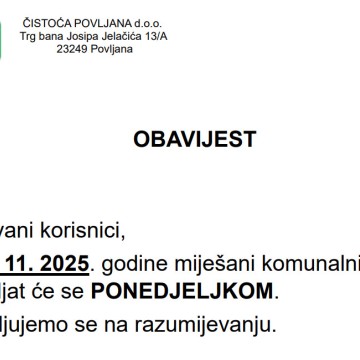 OBAVIJEST - miješani komunalni otpad