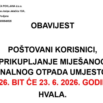 OBAVIJEST KORISNICIMA
